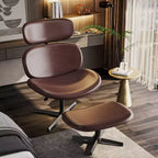 Sillón giratorio de oficina Bestier con otomana, silla reclinable de escritorio con respaldo alto y reposacabezas ajustables, silla de juegos ergonómica de PU para ordenador