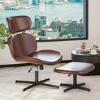 Sillón giratorio de oficina Bestier con otomana, silla reclinable de escritorio con respaldo alto y reposacabezas ajustables, silla de juegos ergonómica de PU para ordenador