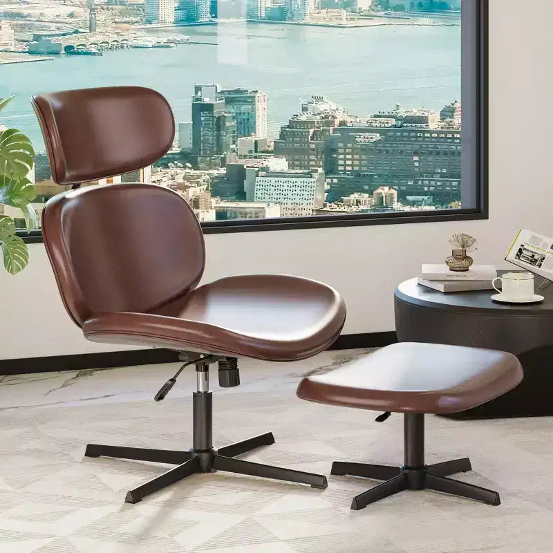 Sillón giratorio de oficina Bestier con otomana, silla reclinable de escritorio con respaldo alto y reposacabezas ajustables, silla de juegos ergonómica de PU para ordenador