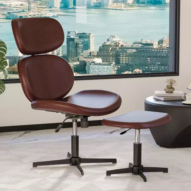 Sillón giratorio de oficina Bestier con otomana, silla reclinable de escritorio con respaldo alto y reposacabezas ajustables, silla de juegos ergonómica de PU para ordenador