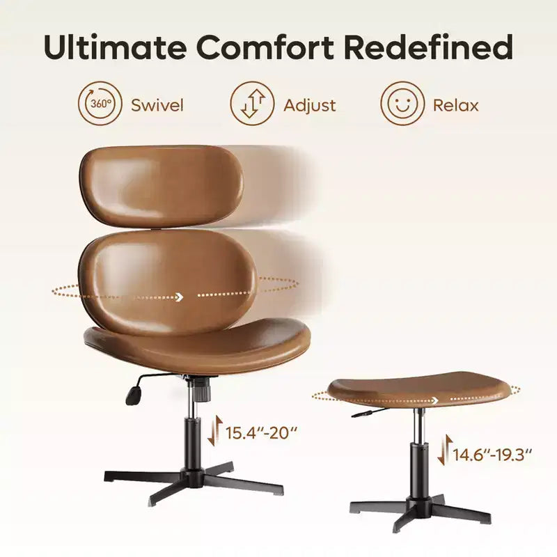 Sillón giratorio de oficina Bestier con otomana, silla reclinable de escritorio con respaldo alto y reposacabezas ajustables, silla de juegos ergonómica de PU para ordenador