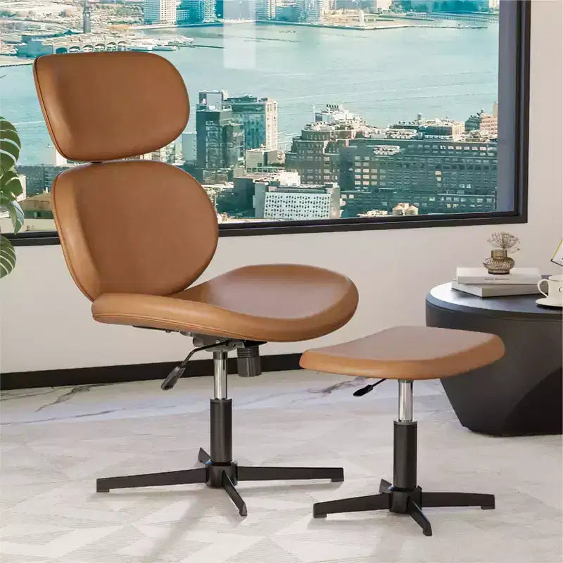 Sillón giratorio de oficina Bestier con otomana, silla reclinable de escritorio con respaldo alto y reposacabezas ajustables, silla de juegos ergonómica de PU para ordenador