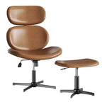 Sillón giratorio de oficina Bestier con otomana, silla reclinable de escritorio con respaldo alto y reposacabezas ajustables, silla de juegos ergonómica de PU para ordenador