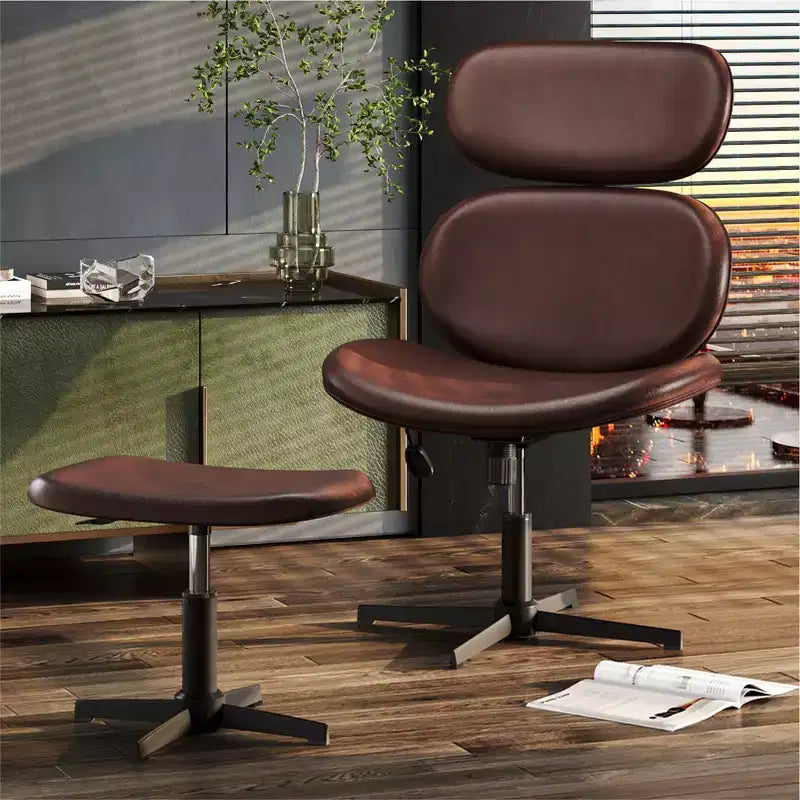 Sillón giratorio de oficina Bestier con otomana, silla reclinable de escritorio con respaldo alto y reposacabezas ajustables, silla de juegos ergonómica de PU para ordenador
