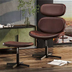 Sillón giratorio de oficina Bestier con otomana, silla reclinable de escritorio con respaldo alto y reposacabezas ajustables, silla de juegos ergonómica de PU para ordenador