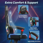 Silla Gaming Bestier con tejido transpirable, iluminación LED RGB y reposabrazos ajustables