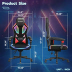 Silla Gaming Bestier con tejido transpirable, iluminación LED RGB y reposabrazos ajustables