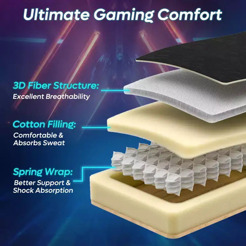 Silla Gaming Bestier con tejido transpirable, iluminación LED RGB y reposabrazos ajustables