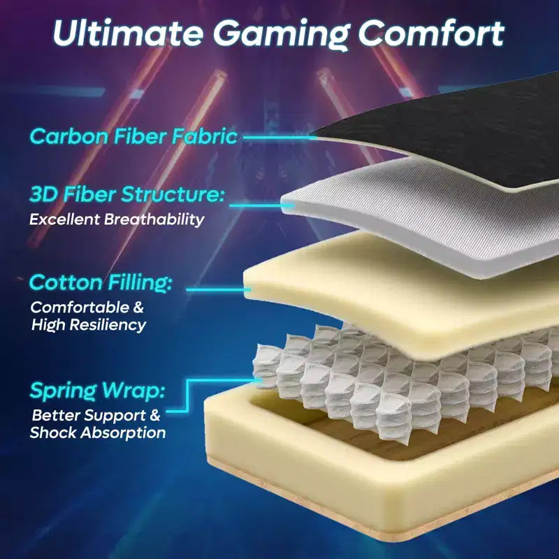 Silla Gaming Bestier con tejido transpirable, iluminación LED RGB y reposabrazos ajustables