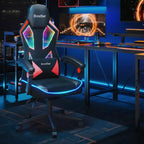 Silla Gaming Bestier con tejido transpirable, iluminación LED RGB y reposabrazos ajustables