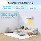 Costway Aire Acondicionado y Calefactor Mini Split de 12000 BTU con Kit de Instalación de Bomba de Calor de 1 Tonelada