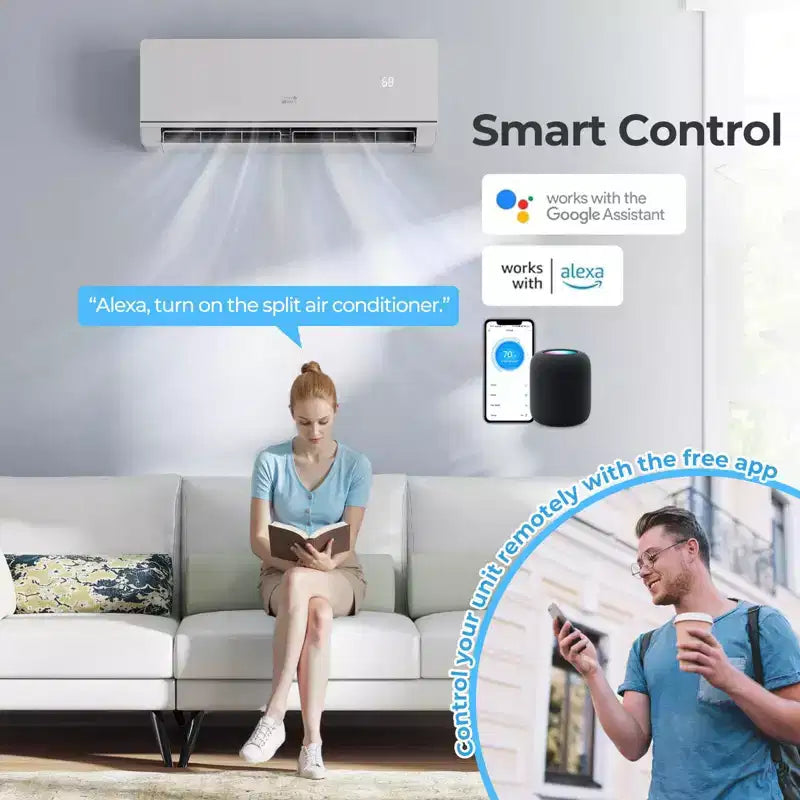 Costway Aire Acondicionado y Calefactor Mini Split de 12000 BTU con Kit de Instalación de Bomba de Calor de 1 Tonelada