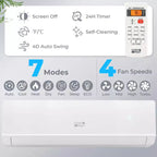 Costway 18000 BTU Mini Split Aire Acondicionado y Calefactor 25 SEER2 Unidad de CA 208-230V