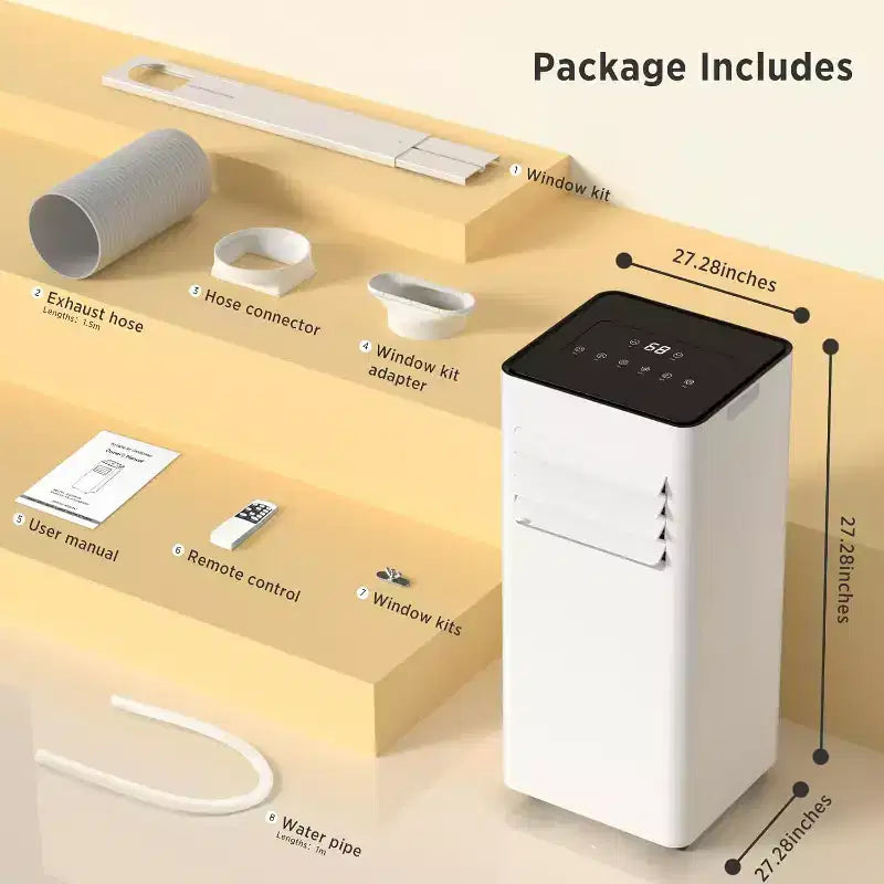 Aire Acondicionado Portátil ZAFRO 10,000 BTU, Enfría Hasta 41.8 m², Unidad de CA Portátil de 4 Modos con Control Remoto/Pantalla LED, Blanco