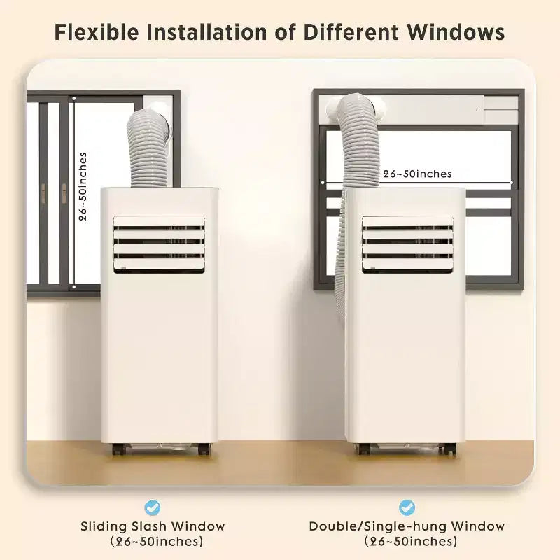Aire Acondicionado Portátil ZAFRO 10,000 BTU, Enfría Hasta 41.8 m², Unidad de CA Portátil de 4 Modos con Control Remoto/Pantalla LED, Blanco