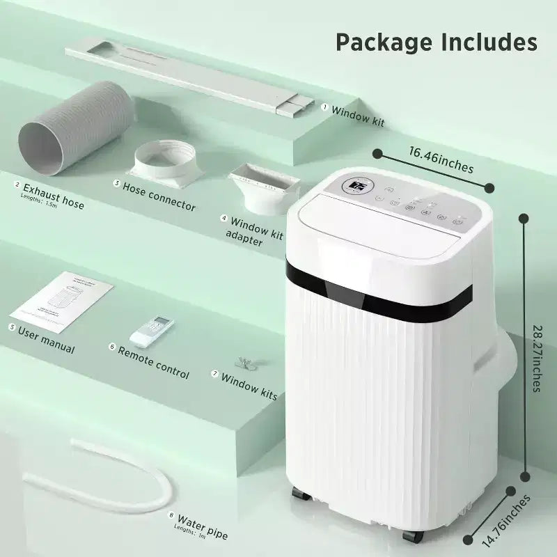 Aires acondicionados portátiles ZAFRO de 12.000 BTU enfrían habitaciones de hasta 51 m², aire acondicionado portátil con funciones de enfriamiento, ventilador, deshumidificador y modo nocturno, blanco