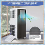 Acondicionador de aire portátil de 8000 BTU, aire acondicionado 3 en 1 con deshumidificador y ventilador, para habitaciones de hasta 32.5 metros cuadrados, con control remoto y kit para ventana
