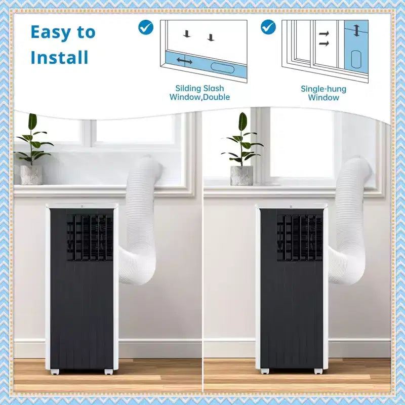 Acondicionador de aire portátil de 8000 BTU, aire acondicionado 3 en 1 con deshumidificador y ventilador, para habitaciones de hasta 32.5 metros cuadrados, con control remoto y kit para ventana