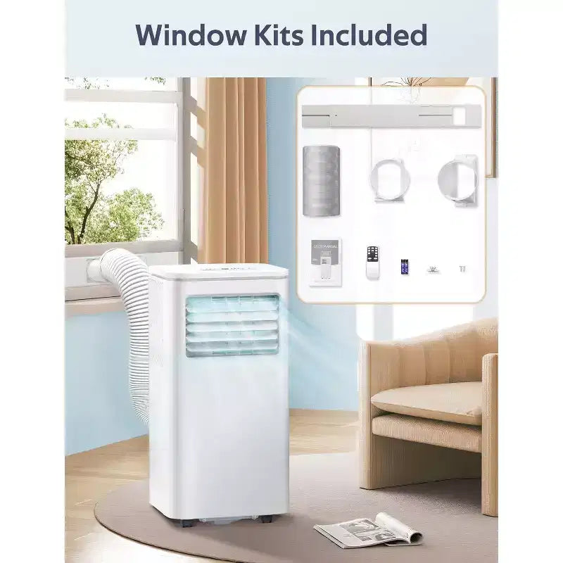 Aire Acondicionado Portátil ZAFRO de 8,000 BTU, Aires Acondicionados para Habitaciones de hasta 32,5 m², Portátil para Casa/Oficina/Dormitorios, Blanco