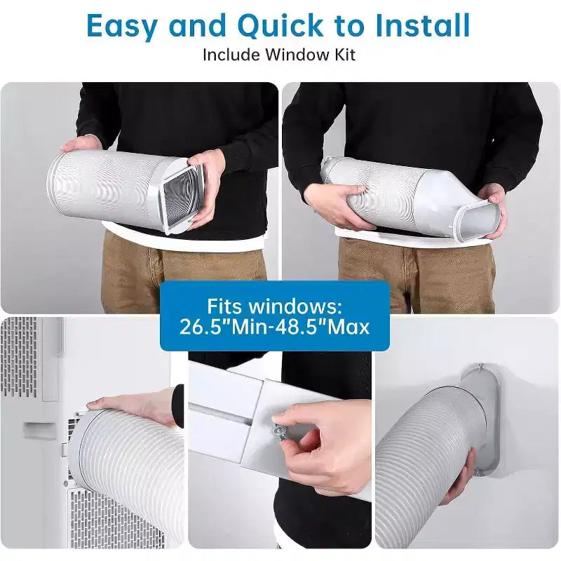 Aire Acondicionado Portátil Ultra Silencioso de 8000 BTU, 3 en 1, con Deshumidificador y Ventilador, Temporizador de 24 horas, Kit para Ventana y Control Remoto para 350 pies cuadrados