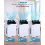 Aire acondicionado portátil de 14000 BTU, unidad de aire acondicionado 3 en 1 para habitaciones de hasta 70 metros cuadrados con deshumidificador