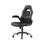 Silla Bestier Gaming, Silla giratoria de piel sintética para ordenador con soporte lumbar, respaldo ajustable y reposabrazos abatible para silla de escritorio de oficina en casa