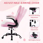 Silla Bestier Gaming, Silla giratoria de piel sintética para ordenador con soporte lumbar, respaldo ajustable y reposabrazos abatible para silla de escritorio de oficina en casa