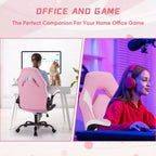 Silla Bestier Gaming, Silla giratoria de piel sintética para ordenador con soporte lumbar, respaldo ajustable y reposabrazos abatible para silla de escritorio de oficina en casa