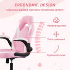 Silla Bestier Gaming, Silla giratoria de piel sintética para ordenador con soporte lumbar, respaldo ajustable y reposabrazos abatible para silla de escritorio de oficina en casa