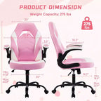 Silla Bestier Gaming, Silla giratoria de piel sintética para ordenador con soporte lumbar, respaldo ajustable y reposabrazos abatible para silla de escritorio de oficina en casa