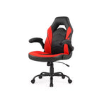 Silla Bestier Gaming, Silla giratoria de piel sintética para ordenador con soporte lumbar, respaldo ajustable y reposabrazos abatible para silla de escritorio de oficina en casa