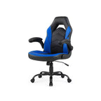 Silla Bestier Gaming, Silla giratoria de piel sintética para ordenador con soporte lumbar, respaldo ajustable y reposabrazos abatible para silla de escritorio de oficina en casa