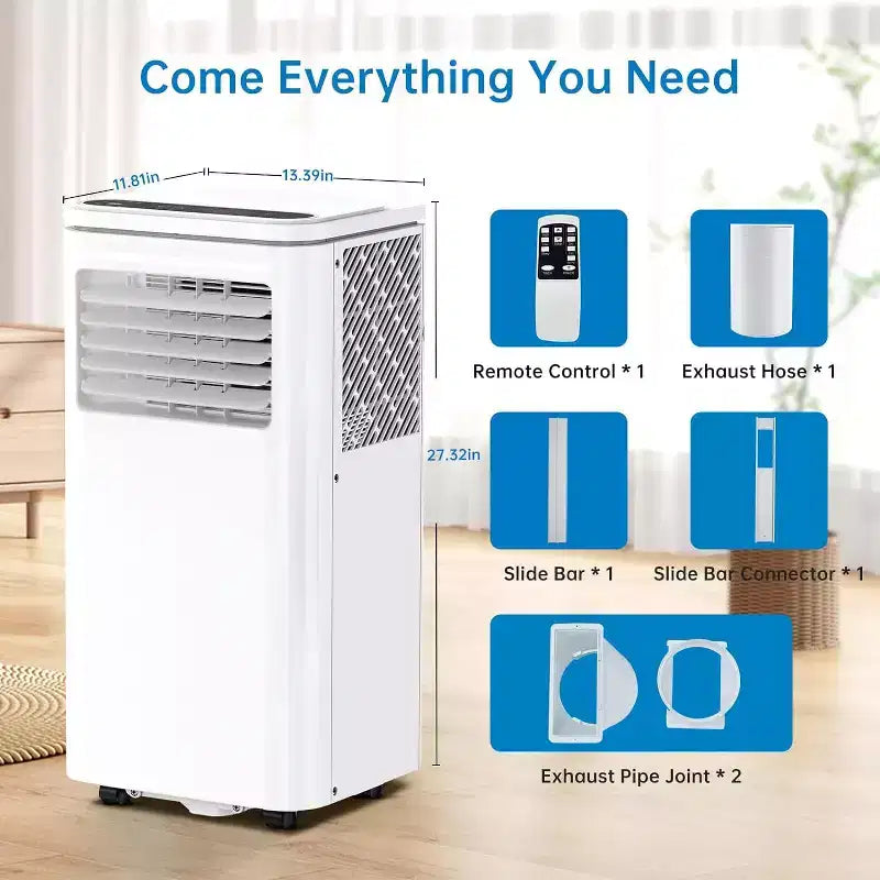 Aire acondicionado portátil de 8000 BTU, aire acondicionado portátil silencioso para enfriar hasta 450 pies cuadrados.