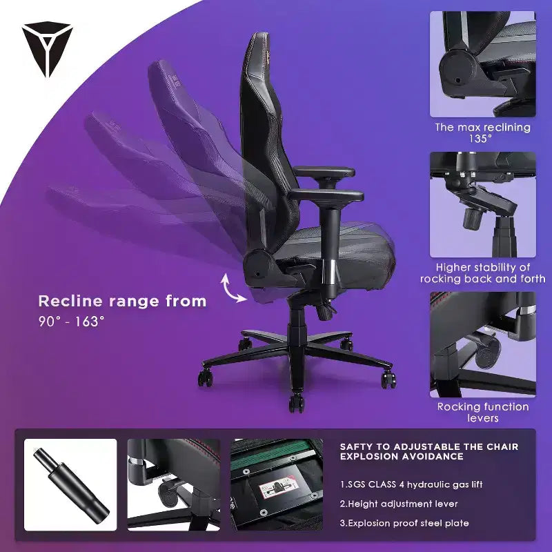 Silla de juego AMERLIFE Silla de juego de PC ergonómica - Soporte lumbar Reposacabezas Apoyabrazos 4D Silla de ordenador