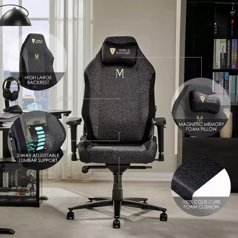 Silla de juego AMERLIFE Silla de juego de PC ergonómica - Soporte lumbar Reposacabezas Apoyabrazos 4D Silla de ordenador