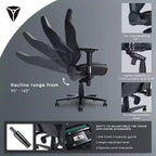 Silla de juego AMERLIFE Silla de juego de PC ergonómica - Soporte lumbar Reposacabezas Apoyabrazos 4D Silla de ordenador