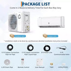 Sistema de aire acondicionado/calefacción mini split de 9000 BTU, 18.5 SEER2, bomba de calor sin conductos