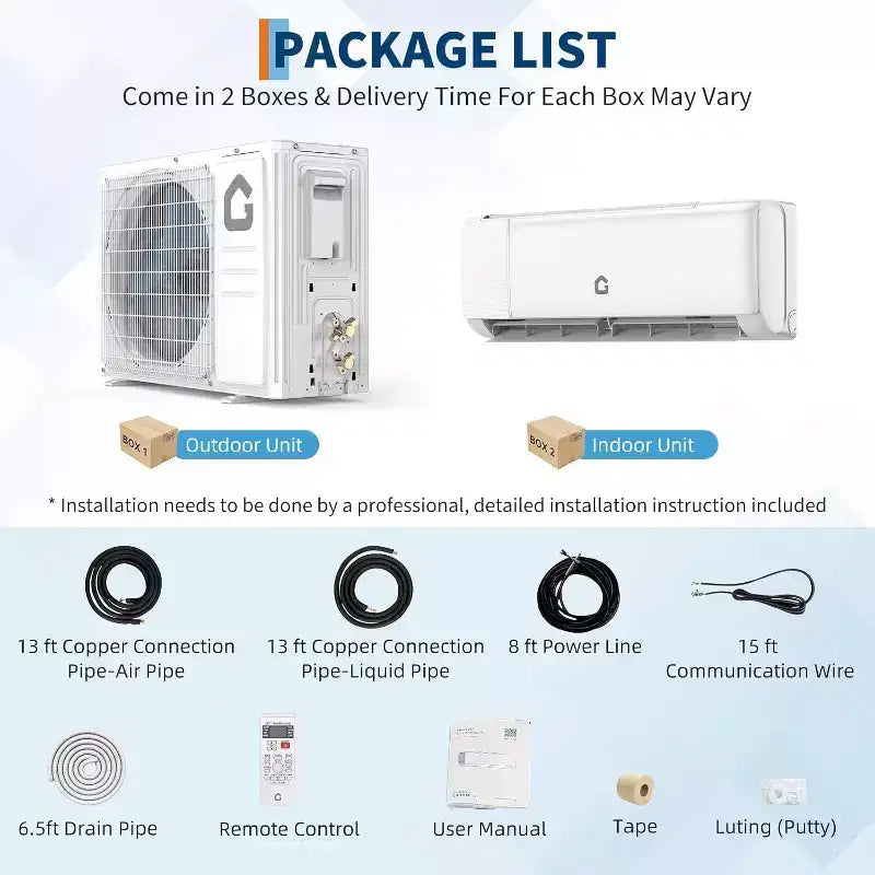 Aire Acondicionado Mini Split de 12000 BTU con Wifi, 22 SEER2 208-230V, Inverter, de Pared sin Ductos con Wifi y Compatible con Alexa