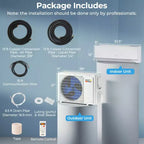 Costway 12000 BTU 230 V Aire Acondicionado y Calefactor Mini Split con Bomba de Calor de 1 Tonelada y Kit de Instalación