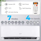 Costway 12000 BTU 230 V Aire Acondicionado y Calefactor Mini Split con Bomba de Calor de 1 Tonelada y Kit de Instalación