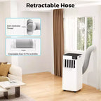 Aire Acondicionado Portátil, Unidad de CA Portátil de 8,000 BTU con Modos Frío, Ventilador y Deshumidificador/Eficiencia Energética/Temporizador de 24 Horas para Dormitorio, Blanco