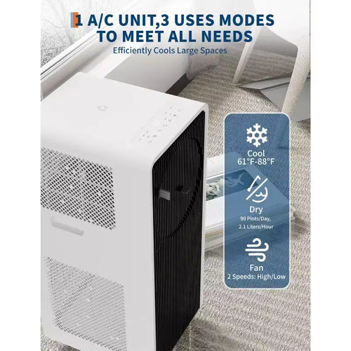 Aire acondicionado portátil de 14,000 BTU con control remoto