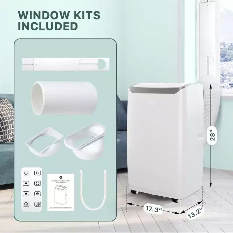 Aire acondicionado portátil de 14000 BTU, enfría hasta 70 m², unidad de CA portátil con deshumidificador