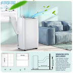 Aire acondicionado portátil de 14000 BTU, enfría hasta 70 m², unidad de CA portátil con deshumidificador