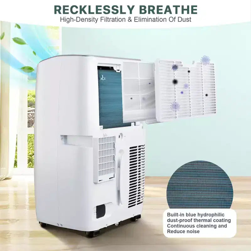 Aire acondicionado portátil de 14000 BTU, enfría hasta 70 m², unidad de CA portátil con deshumidificador