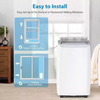 Aire acondicionado portátil 3 en 1 de 14.000 BTU con kit para ventana, enfría hasta 70 m², deshumidificador de 35,5 litros