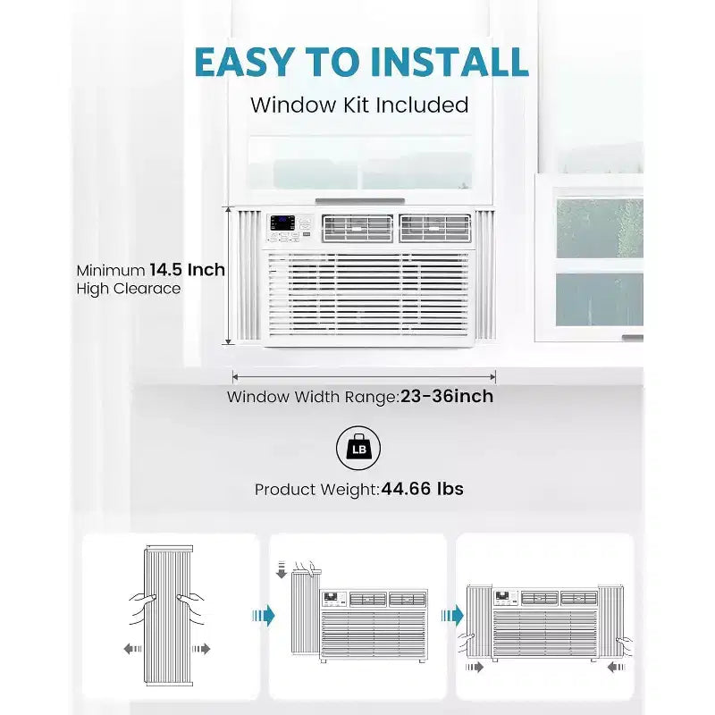 Acondicionador de aire de ventana ZAFRO de 8.000 BTU, enfría hasta 32,5 m², unidad de aire acondicionado de ventana ultrasilenciosa con control remoto