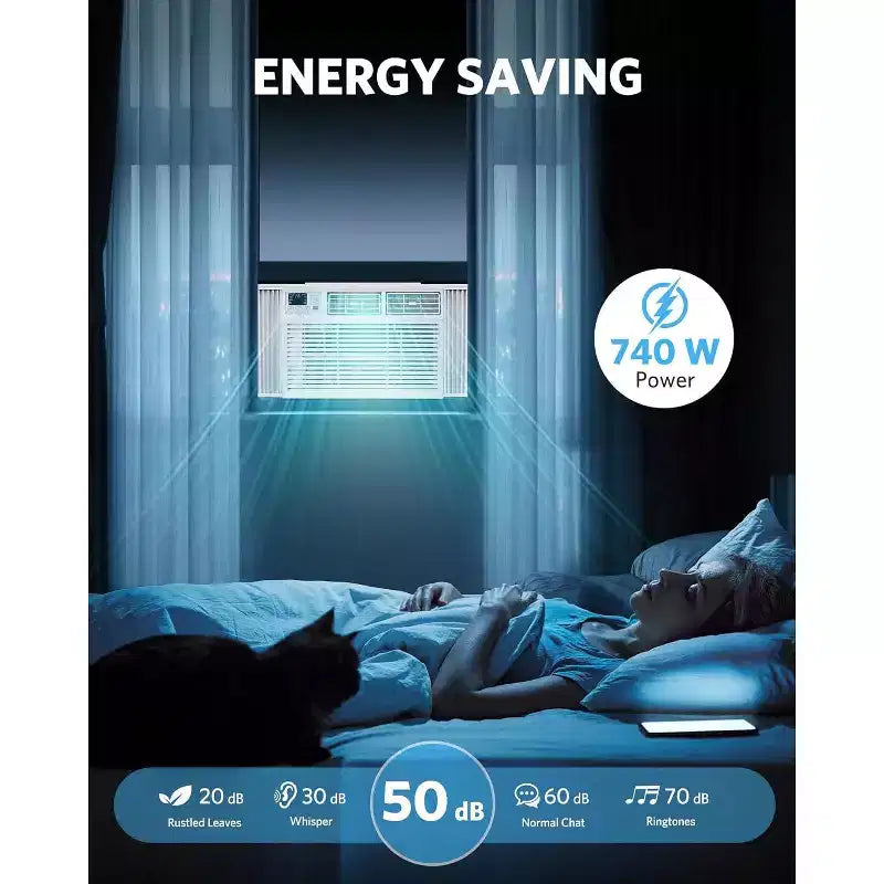 Acondicionador de aire de ventana ZAFRO de 8.000 BTU, enfría hasta 32,5 m², unidad de aire acondicionado de ventana ultrasilenciosa con control remoto