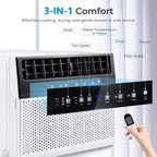 Aires acondicionados de ventana ZAFRO de 12,000 BTU enfrían hasta 51 m², unidad de aire acondicionado de ventana en forma de U con 6 modos, temporizador de 24 horas,