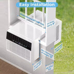 Aires acondicionados de ventana ZAFRO de 12,000 BTU enfrían hasta 51 m², unidad de aire acondicionado de ventana en forma de U con 6 modos, temporizador de 24 horas,